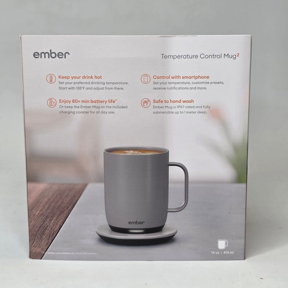Ember Mug 2 Temperature Control Smart Mug 14oz Gray CM191411US Tea Coffee Cup - Picture 9 of 10